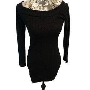 Nolle U small black Knit off Shoulder ,long sleeve body con ,ribbed knit